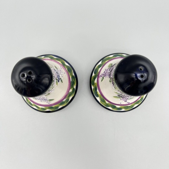 Blue Sky Clayworks Salt Pepper Shakers Clematis Ceramic Floral Wisteria 15610 - Picture 5 of 9